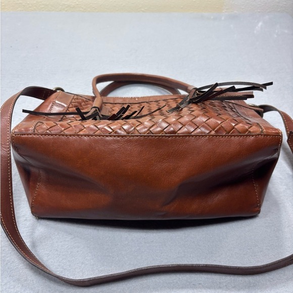 Noonday‎ Collection Monterey Leather Basket Weave Purse Satchel Hobo Bag Brown - Picture 6 of 13